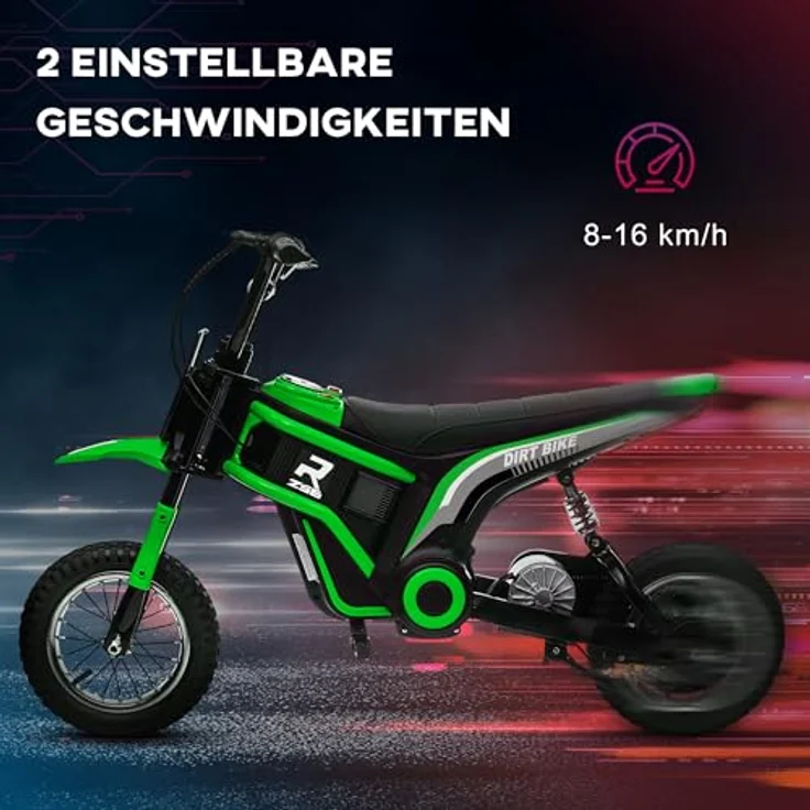 HOMCOM Elektro-Kindermotorrad Kinderfahrzeug Kunststoff Grün, 24V Motor, integrierte Musik, für Kinder 8-12 Jahre – Bild 4