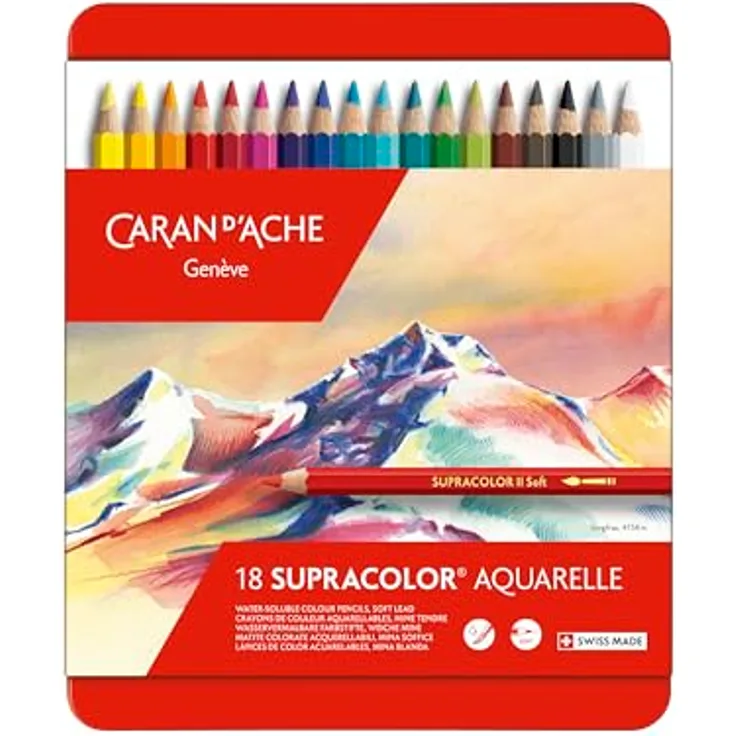 Caran D'Ache Supracolor Soft Pencils - Assorted Colours (Tin of 18)