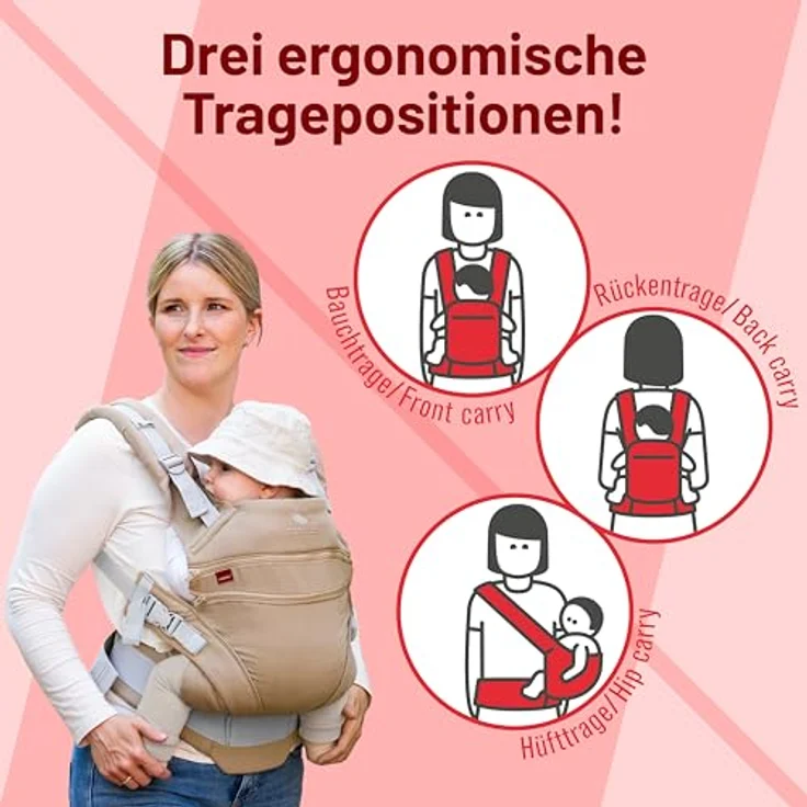 Manduca XT Special Edition, Babytrage der Happy Kollektion mit ergonomischer Passform und stufenlos verstellbarer Stegbreite – Bild 5