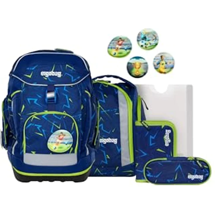 ergobag Maxi Set 6-teilig, ergonomischer Schulrucksack für große Kinder ab 1. Klasse, Dunkelblau, mit flexibel trennbarem Hauptfach und wasserdichtem Boden – Bild 1
