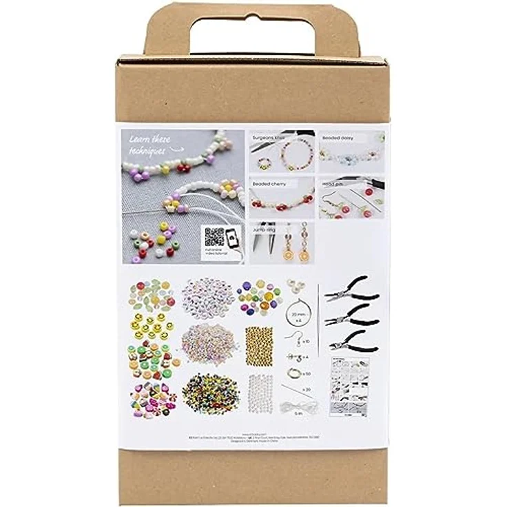 creativ company Kreativset Starter Set Schmuck, Bastelset für Anfänger mit Figurenperlen, Gummiband und Anleitungen für Ohrringe und Armbänder – Bild 4