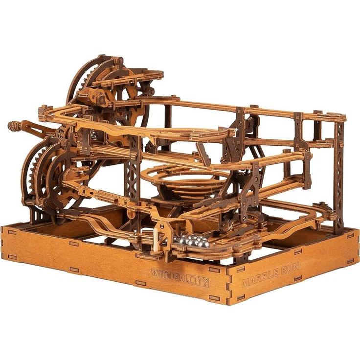 Wooden City 3D-Puzzle Wooden City Murmelbahn 3D Holzpuzzle Modellbausatz 265 Teile, räumliches Denken und Hand-Augen-Koordination fördernd, hochverdichtetes Birkenholz