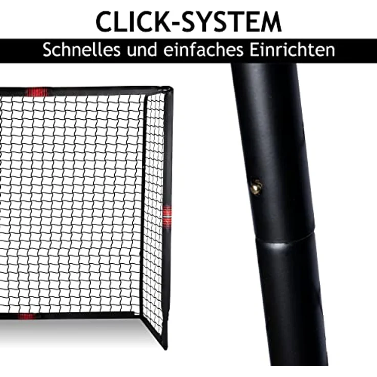 Dunlop Fußballtor - 240 x 160 x 85 cm - Metall - Fußballtrainingszubehör für alle Altersgruppen - Einfache Montage - Schwarz/Rot – Bild 5