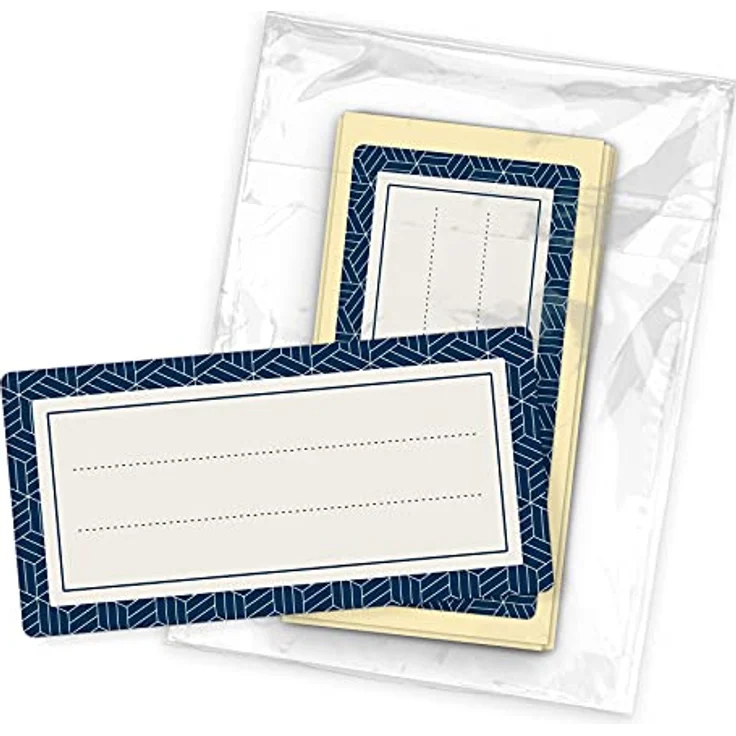 itenga 40x Buchetiketten Heftetiketten 9x4,5cm, selbstklebend Namensschild Aufkleber aus Haftpapier, Geometrie – Bild 3