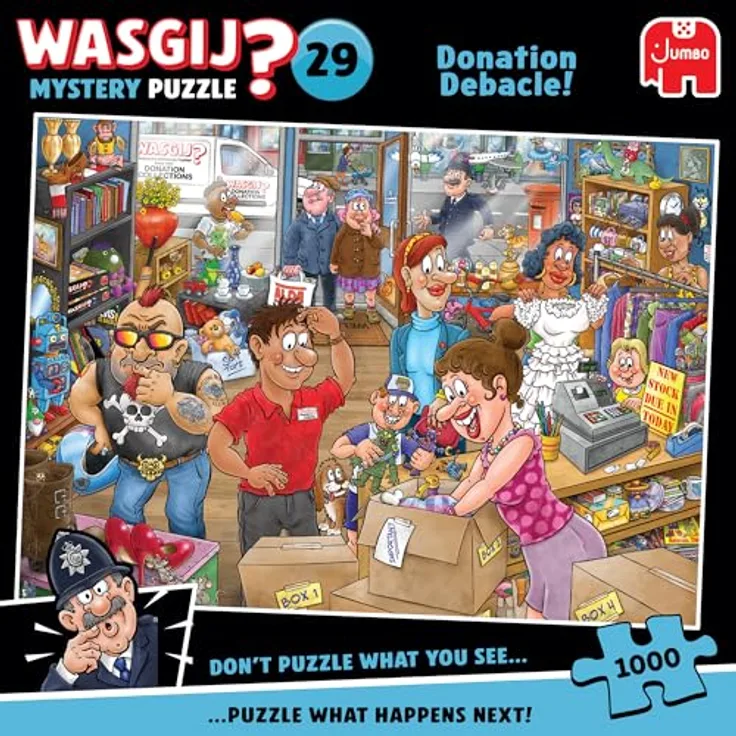 Wasgij Mystery 29 Donation Debacle!, 1000 Teile Puzzle mit fantasievoller Darstellung und spannenden Überraschungen