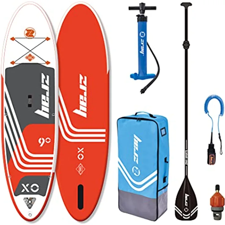 Zray SUP Aufblasbares Stand Up Paddle Board X0 275x76x15cm, 167 Liter Volumen, bis 85kg Last, mit Paddel, Pumpe und Transporttasche