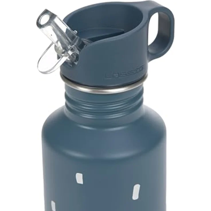 LÄSSIG Trinkflasche Edelstahlflasche BPA-frei 500ml Kinder Kita Kindergarten auslaufsicher mit Sporttrinkverschluss Stainless Steel Happy Prints midnight blue – Bild 2