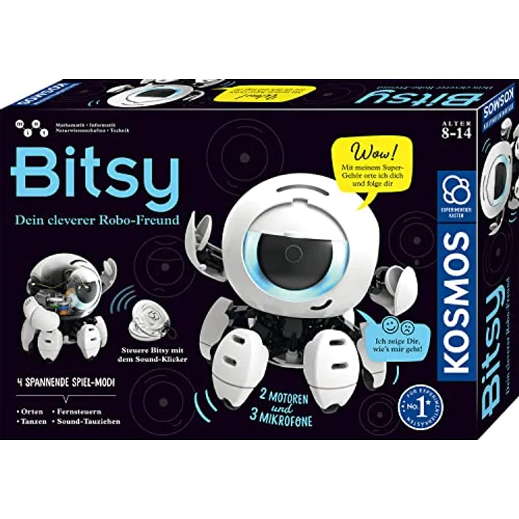 Kosmos 621094 Bitsy - Dein cleverer Robo-Freund, Ferngesteuerter Roboter für Kinder mit Sound-Klicker, Spielzeug ab 8-12 Jahre