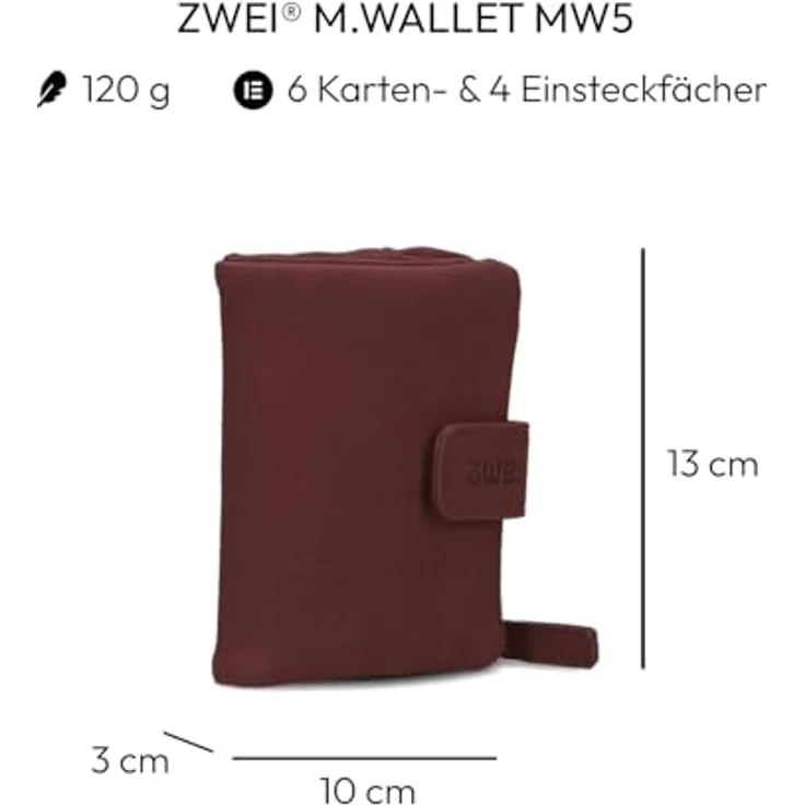 Zwei Mademoiselle MW5, Geldbörse 6cc 13 cm mit rubinrotem Design und Reißverschlussmünzfach – Bild 2