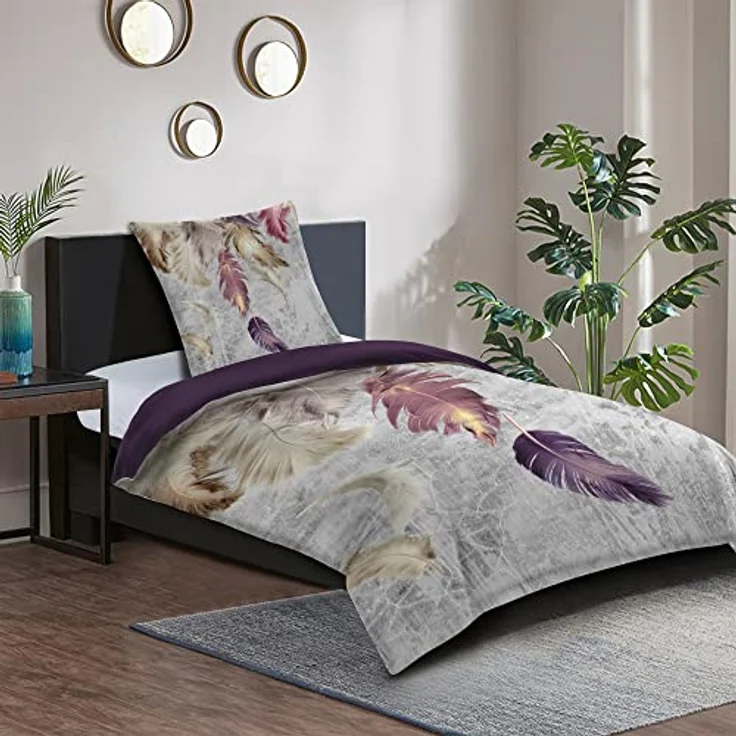 Sanilo® Bettwäsche 135x200 cm, 100% feinste Baumwolle, 2-teilig, Bettbezug, Kissenbezug 80x80cm, Oeko-TEX Zertifiziert (2-teilig 135x200 cm, Federn) – Bild 2