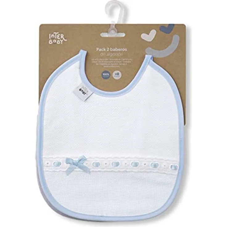 Interbaby 2er-Pack Lätzchen mit Pasacints und gesticktem Streifen in Blau und Grau