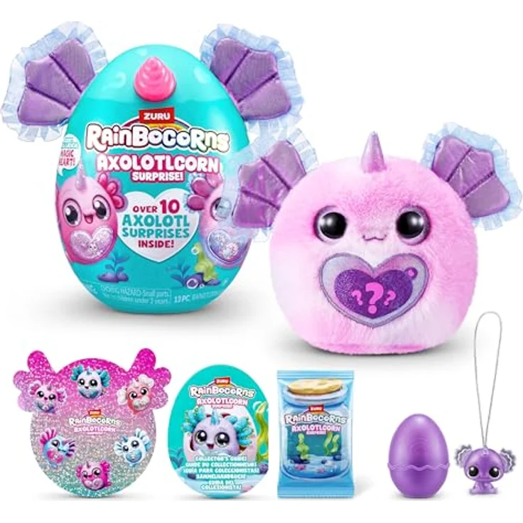 ZURU Rainbocorns Axolotlcorn Surprise (Candy), Plüschspielzeug mit 10 Überraschungen, Tie-dye Pink Axolotl, für Mädchen ab 3 Jahren – Bild 1