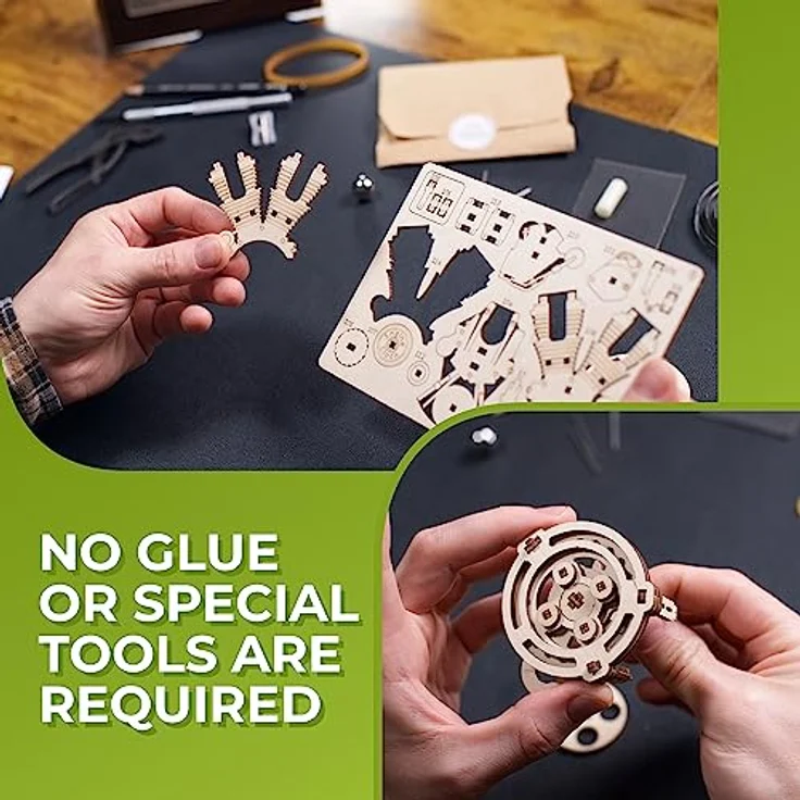 UGEARS Motoren-Uhr 3D Holzpuzzle für Erwachsene - Mechanische 3D Puzzle Uhr Holz - Funktionelle Uhr Modellbausatz mit Bewegliche Kolben - Selbst Bauen holzmodelle bausätze ideal für Modellbau Fan - Preisvergleich – Bild 5