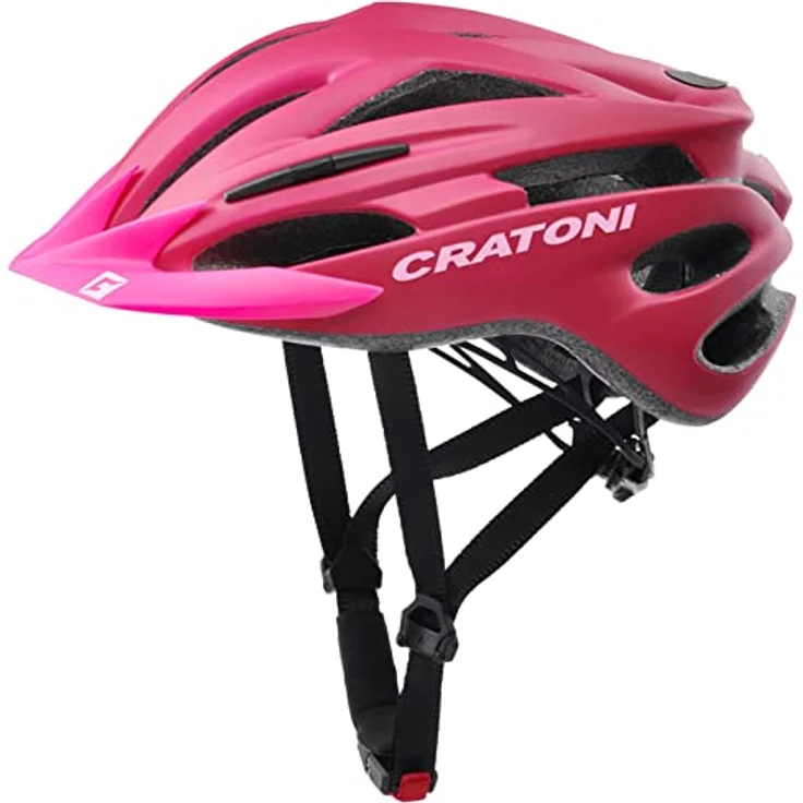 Cratoni Pacer Fahrradhelm, pink matt, M - 20 Belüftungsöffnungen, abnehmbares Visier