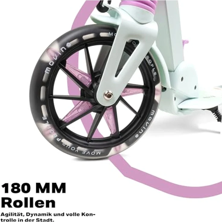 Movino Cityroller MOVINO CITY LIGHT, Scooter mit Stoßdämpfer, Batteriefreien LED-Rollen, max. 100 kg Traglast, höhenverstellbar für Körpergrößen von 135-170 cm – Bild 7