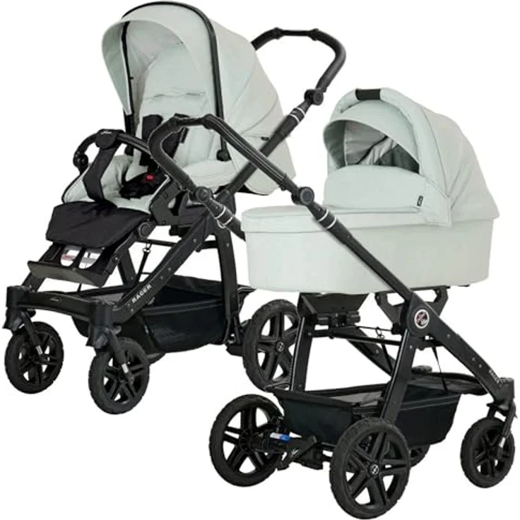 Hartan Kinderwagenset Racer GTS, Salbeigrün, 3-teilig mit ergonomischer Babywanne, umsetzbarem Sportsitz und kugelgelagerten Rädern, Made in Germany – Bild 2