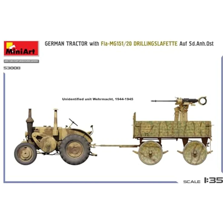 MiniArt 1:35 Deutscher Lanz Bulldog Traktor mit Sd.Anh.Ost und Fla-MG151/20 Drilling, detailliertes Modellbauset für erfahrene Modellbauer – Bild 4