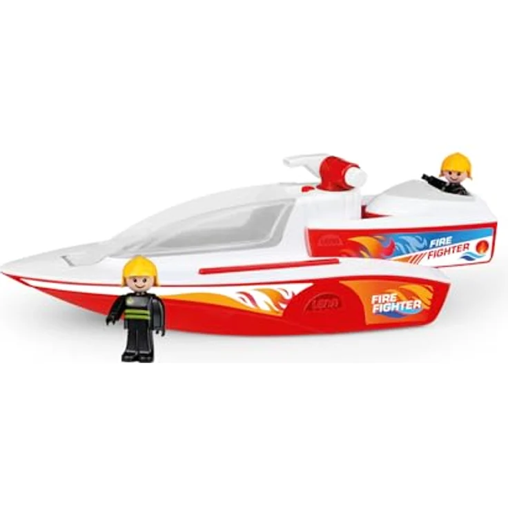 Lena Set BOAZZ und Boaties Feuerwehrboot 41 cm, Spritzfunktion und Zwei Spielfiguren, Indoor und Outdoor geeignet, ab 2 Jahren, in Buntem Schaukarton – Bild 1