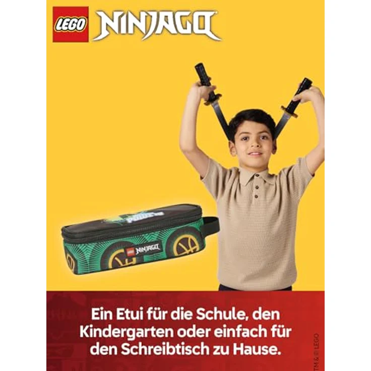 SKANDO BAGS LEGO® NINJAGO® Federmäppchen Dragon Power, quadratisch mit großem Fach, Namensschild & Tragegriff, 21 x 6 x 10 cm, für Schule & Kindergarten – Bild 2