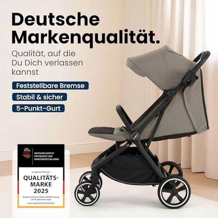 Hartan Kinder-Buggy Clixx, kompakter Buggy mit Regenschutz, Cupholder und Ledergriff, große Räder für alle Wege – Bild 2