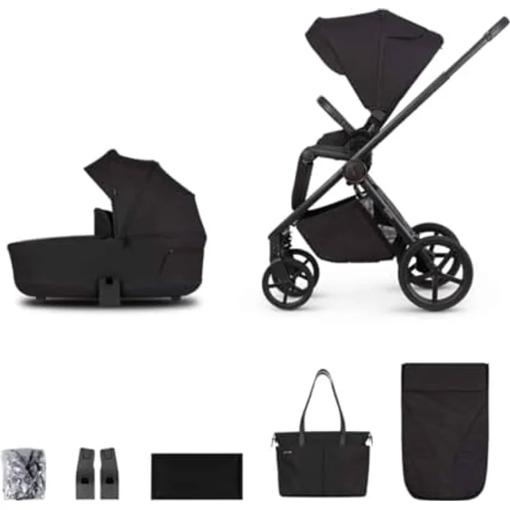 Venicci 2in1 Kombi-Kinderwagen Claro bis 22 kg - Noir, mit Babywanne, Sportsitz, Teleskopschieber, Liegeposition, Regenschutz, Beindecke & Wickeltasche inkl. Gratis Mobilitätsgarantie – Bild 2