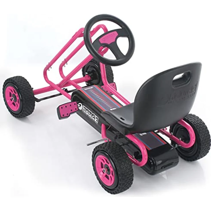 Hauck GoKart Lightning, Tretfahrzeug für Kinder von 4-8 Jahren, pink, verstellbarer Schalensitz, luftgefüllte Reifen, Handbremse – Bild 4