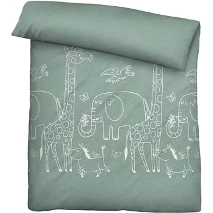 biberna Melange-Flanell Bettwäsche 0840520 Tiere, 100% Baumwolle, Made in Germany, fichte – Bild 2