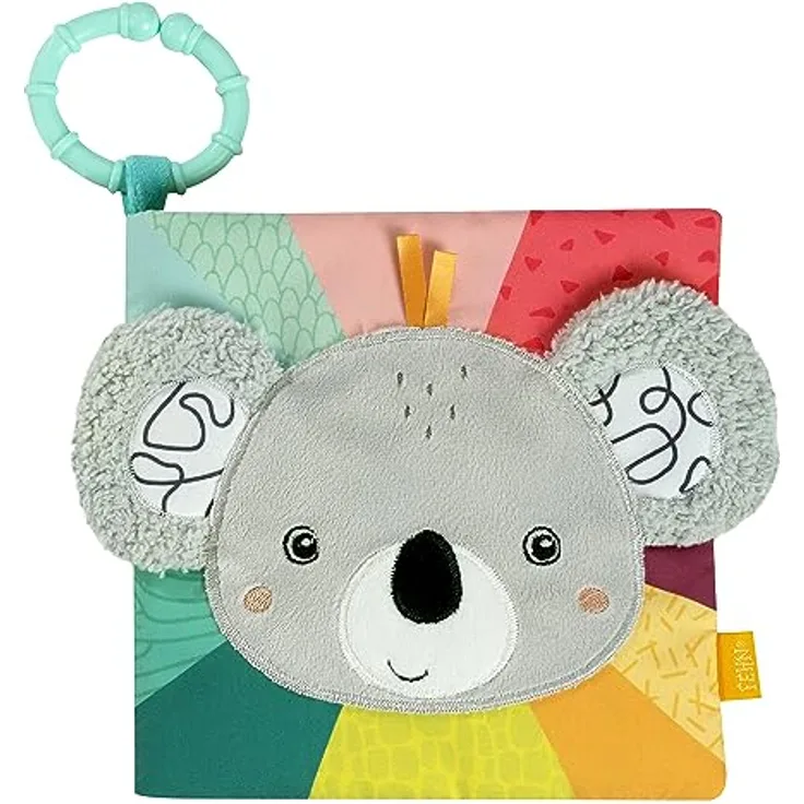 Fehn Stoffbuch Koala – Baby Fühlbuch aus Stoff mit Tier-Motiven: Knisterbuch zum Fühlen, Greifen und Staunen – zum Aufhängen für Kinderwagen und Babyschale – für Babys und Kleinkinder ab 3+ Monaten