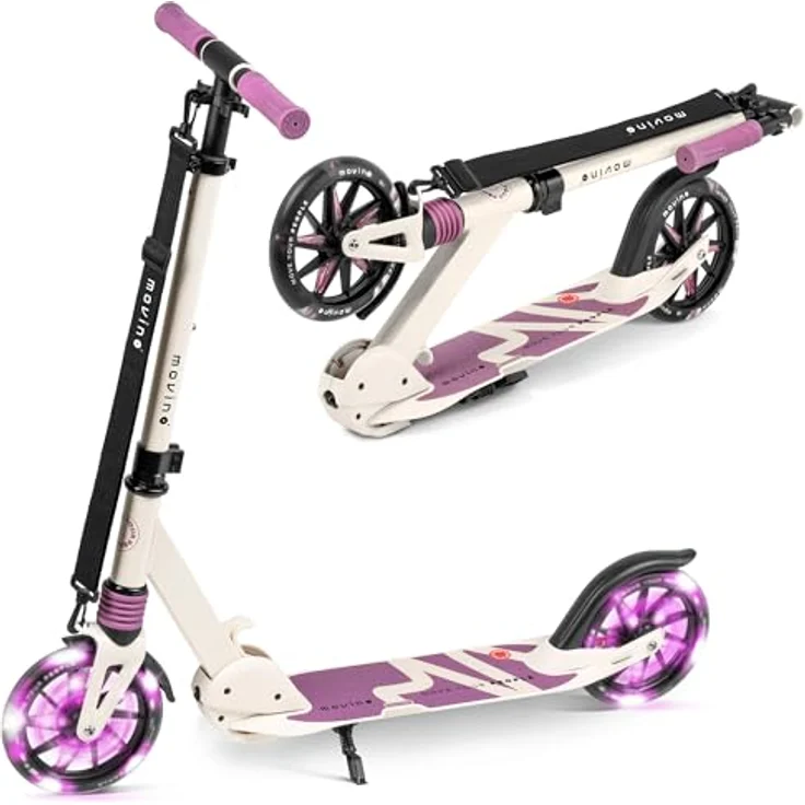 Movino Cityroller MOVINO CITY LIGHT, Stoßdämpfer Scooter mit 180 mm LED-Rollen, max. 100 kg Traglast, stufenlos höhenverstellbar – Bild 1