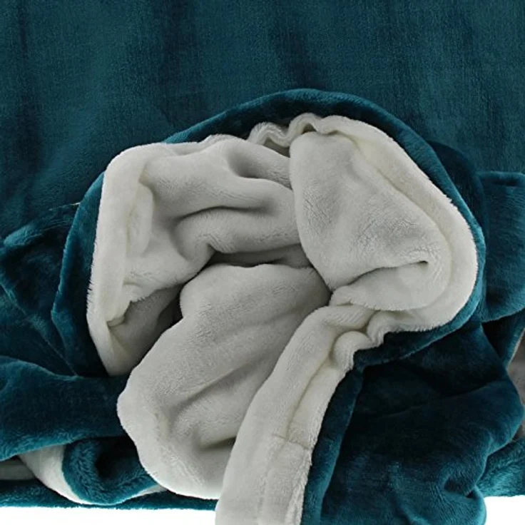 Gözze - Wendebettwäsche, Cashmere-Feeling, Bettbezug: 135 x 200 cm, Kissenbezug: 80 x 80 cm, Mikrofaser - Petrol/Wollweiß – Bild 3