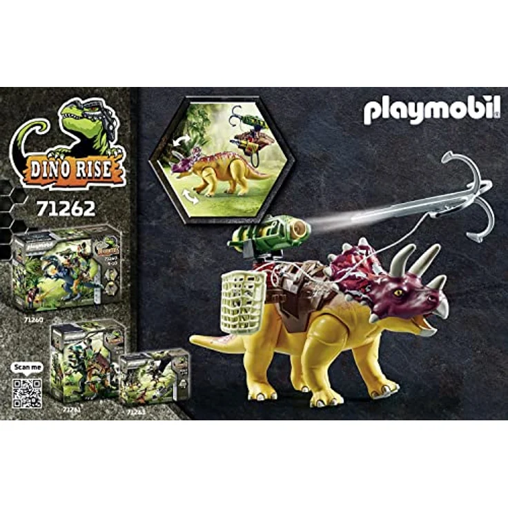 PLAYMOBIL Dino Rise 71262 Triceratops, Dinosaurier mit Abnehmbarer Rüstung und großer beweglicher Kanone, Spielzeug für Kinder ab 5 Jahren – Bild 5