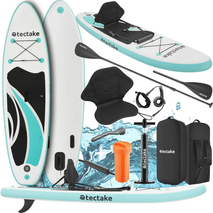 tectake SUP-Board Zenon, aufblasbares Stand-Up Paddle Board, Belastbarkeit 200 kg
