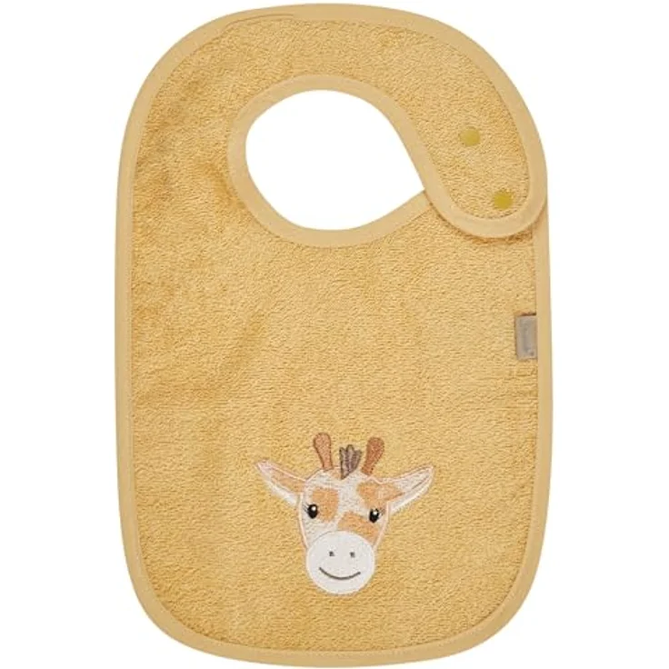 Sterntaler Lätzchen Giraffe Kaya, saugfähige Baumwolle mit Druckknopfverschluss, weich und hautfreundlich für Babys, ocker – Bild 3