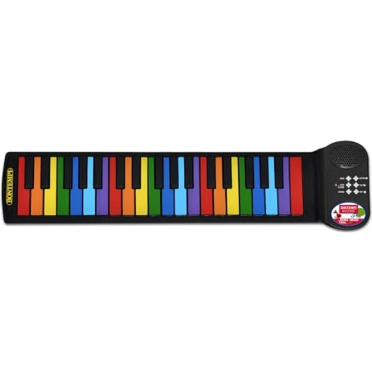 BONTEMPI Colorkeys Piano Roll Up, 37 Tasten flexible elektronische Tastatur mit farbigen Noten, 8 Klänge, 6 vorprogrammierte Lieder, Aufnahmefunktion, einstellbare Lautstärke, USB-DC-Kabel – Bild 1