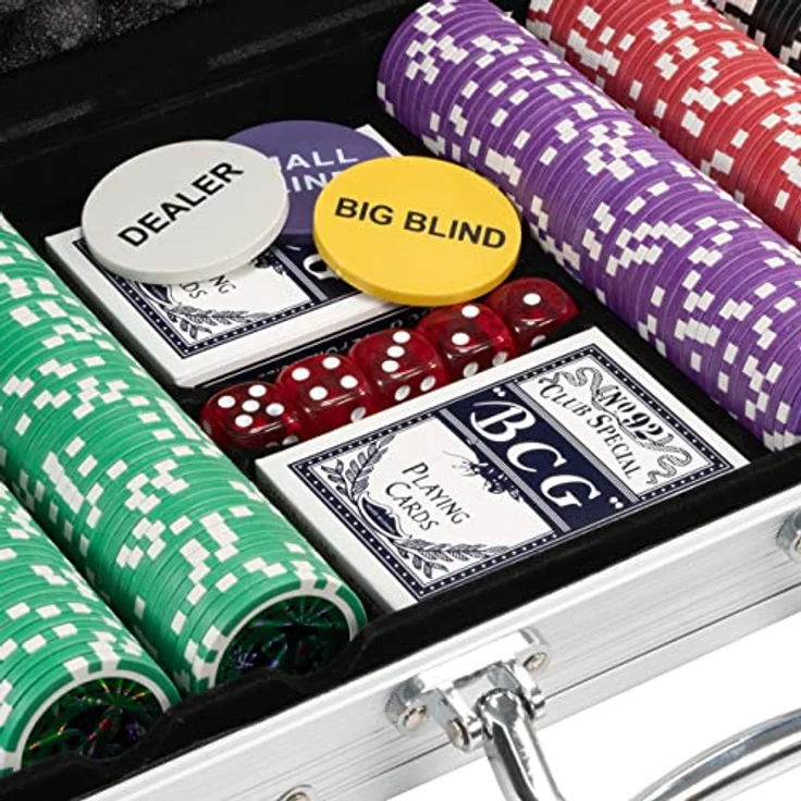Nexos Pokerkoffer Pokerset 500 300 Laser Pokerchips Poker Komplett Set 12 g Chips Deluxe Größe wählbar (500 Chips) – Bild 5