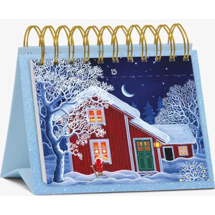 Korsch Postkarten-Adventskalender "24 Tage im Advent mit Tomte", mit 24 abtrennbaren Postkarten, Wiro-Bindung zum Aufstellen, Spot-UV-Lackierung auf FSC-zertifiziertem Karton – Bild 2