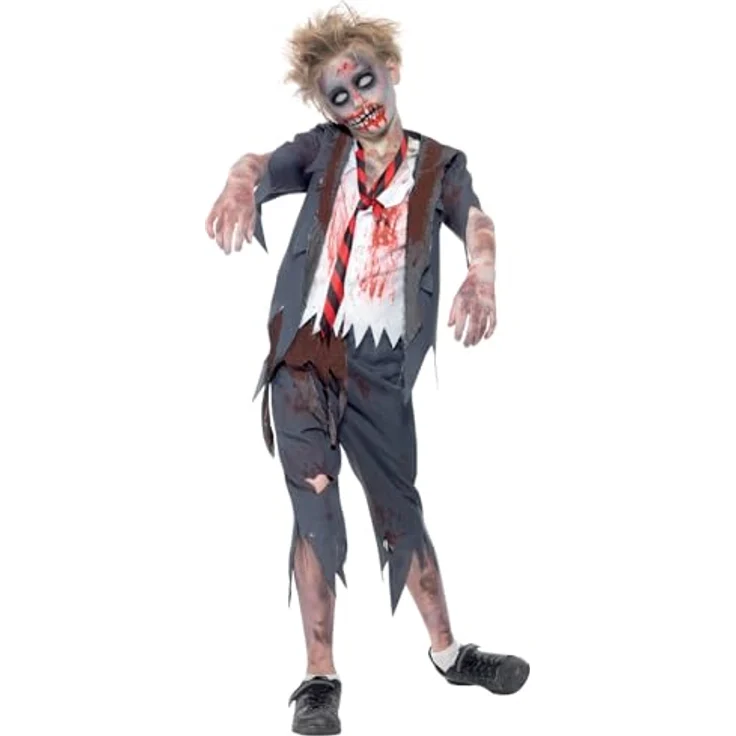 Halloween! Smiffys Zombiekostüm Schüler, mit Hose, Jacke, Hemdteil und Krawatte – Bild 2