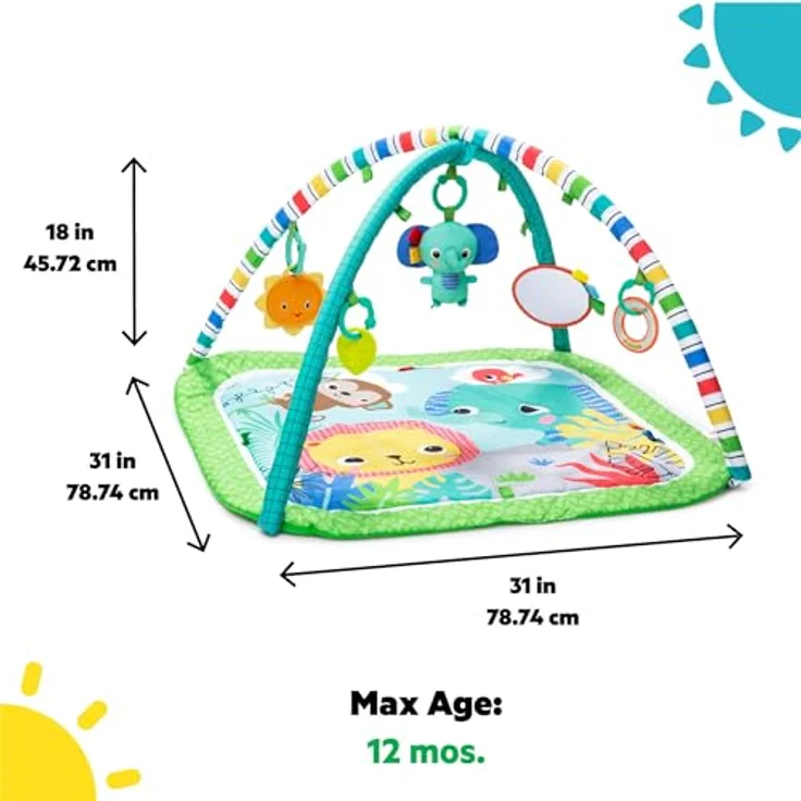 Bright Starts Wild Wiggles™ FoldAway Activity Gym™, Spielbogen mit 5 Spielzeugen und Musik, bunt – Bild 6