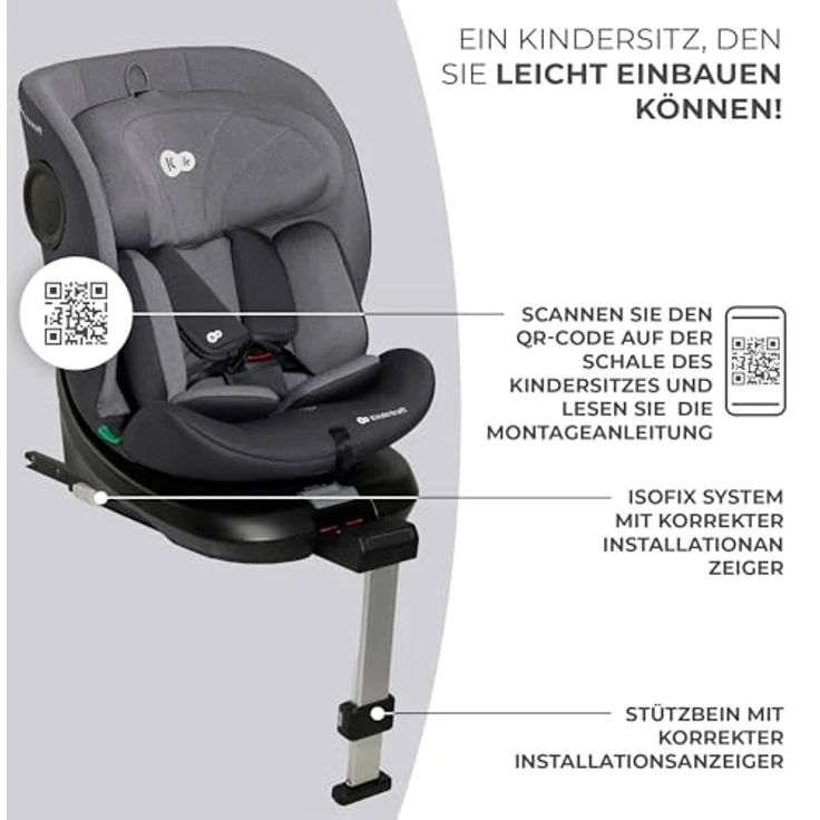 KinderKraft I-360, Reboarder Kindersitz für Kinder von 0 bis 12 Jahren, ECE R129/i-Size, drehbar mit Easy Spin System und H-Guard-Sicherheitssystem – Bild 8