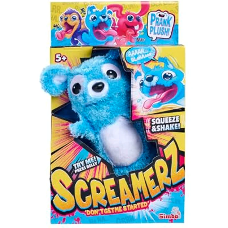 Simba 105953331 ScreamerZ Bär „Babbling Bear“ mit Sound - witziges Kuscheltier mit Schrei-Geräuschen - Plüschfigur für Kinder ab 5 Jahre, ca. 30 cm, blau – Bild 1