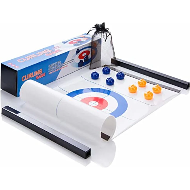 all Kids United® Curling Table-top Spiel-Set, Familienspiel Eisstockschießen Brettspiel mit 120 x 30 cm Spielfläche für Kinder und Erwachsene – Bild 2