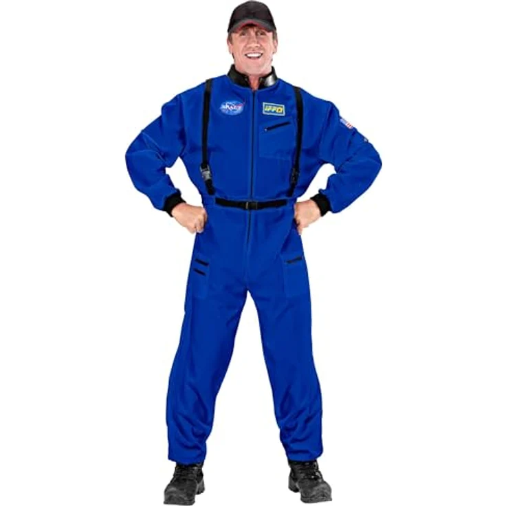 Widmann Astronaut Overall, Kostüm für Herren mit Gurten und Emblemen, blau – Bild 1