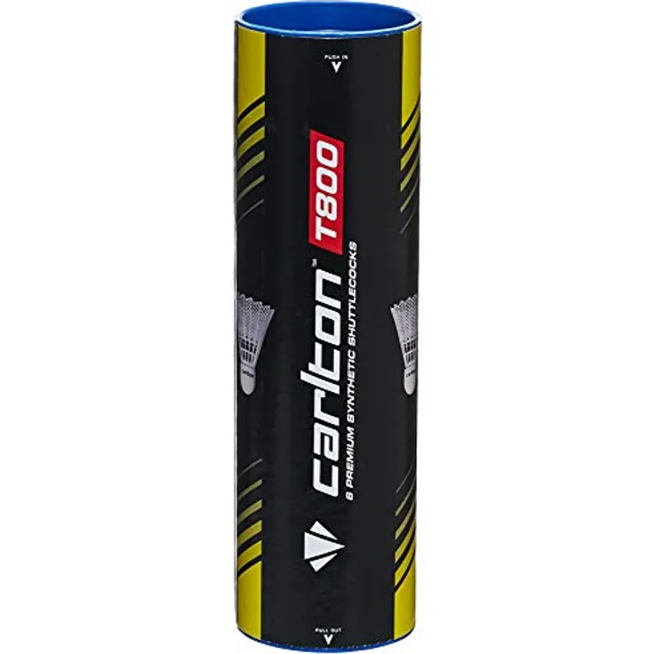 Carlton Badmintonball Tournament T800 Weiß – Blau, mittelschnell (77 Grains), für Junioren und Vereinsspieler (1x6er Dose)