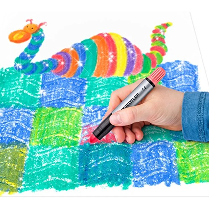 STAEDTLER Noris Club 2390M C6 Gelmalstifte, 6 Stück im Set, Glitter-Farben, perfekt für kleine Kinderhände, superweich und farbintensiv, auch ideal für `Fensterglas – Bild 5