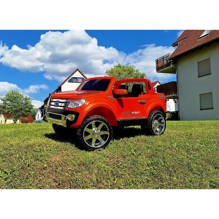 Business Navigator Kinderauto Pickup 12V, orange 2-Sitzer Jeep 4x4 Allrad mit Fernbedienung, Musik & LED Beleuchtung