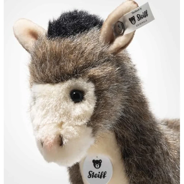 Steiff Kuscheltier Esel Asinus 17 cm, braun/grau, weiches Plüsch, mit Knopf im Ohr – Bild 3