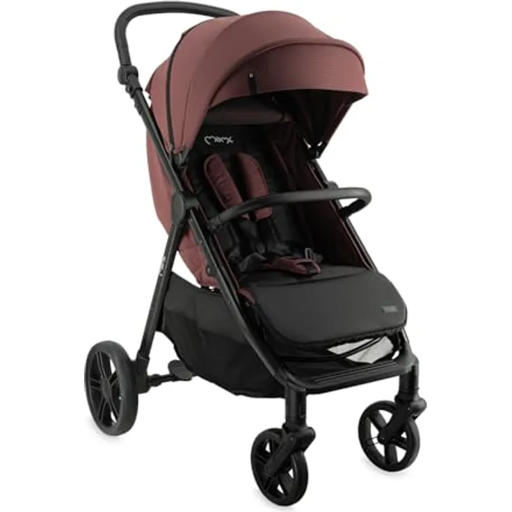 MoMi CLARA Kinder-Buggy in Burgund, verstellbar für Kinder bis 22 kg, mit umfangreichem Zubehörset