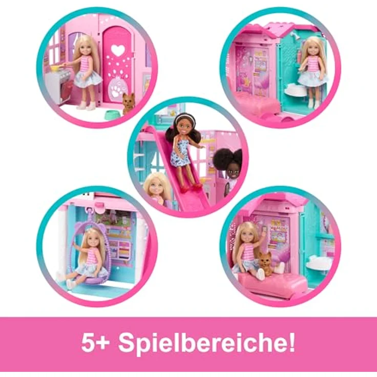 Barbie Puppenhaus Pop-Up-Haus Chelsea, mehr als fünf Spielbereiche mit Zubehör, bunt – Bild 4