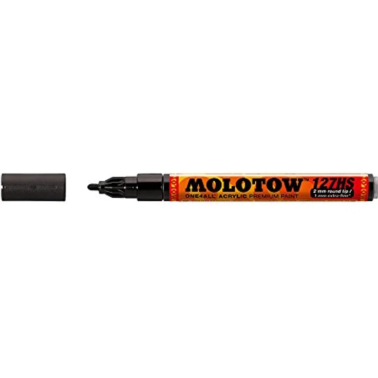 Molotow Belton One4All 127HS Marker, 2mm Spitze, 5,0ml signalschwarz (180), Acryl Marker mit 3,5mm Filz-TIP, Pump-Ventil, wiederauffüllbar, hochdeckende Farben