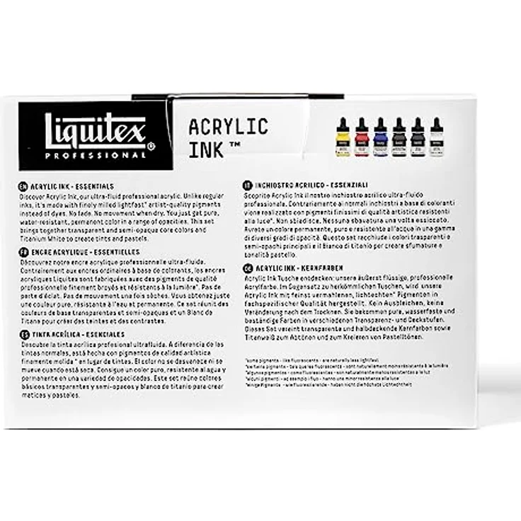 Liquitex Professional Acrylfarben Ink Set, 6 Farben à 30 ml - Hochpigmentierte Tusche für brillante, wasserfeste Ergebnisse – Bild 5